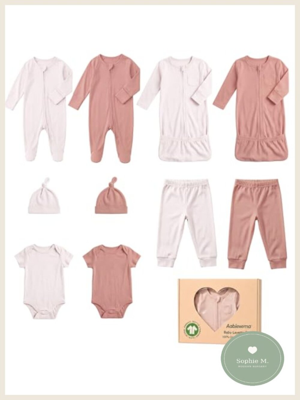 Organic Cotton Baby Layette Set - 10 Piece Newborn Gift